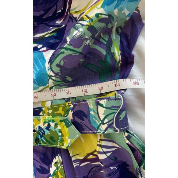 Muse Women’s Size 10 Sheath Dress Purple Floral Lined Belted Watercolor Artsy - Picture 10 of 11